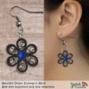 Beautiful Dream Black Blue Floral Dangle Earring 6mm dark