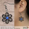 Beautiful Dream Black Blue Floral Dangle Earring 6mm iridesc