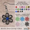 Beautiful Dream Black Blue Floral Dangle Earring 6mm options