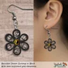 Beautiful Dream Black Gold Floral Dangle Earring 6mm