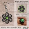 Beautiful Dream Black Green Floral Dangle Earring 6mm light extras