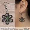 Beautiful Dream Black Green Floral Dangle Earring 6mm olive