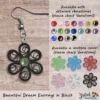 Beautiful Dream Black Green Floral Dangle Earring 6mm olive options