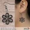 Beautiful Dream Black Grey Floral Dangle Earring 6mm