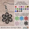 Beautiful Dream Black Grey Floral Dangle Earring 6mm option