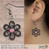 Beautiful Dream Black Pink Floral Dangle Earring 6mm chrystal