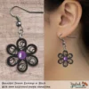 Beautiful Dream Black Purple Floral Dangle Earring 6mm