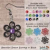 Beautiful Dream Black Purple Floral Dangle Earring 6mm options