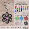 Beautiful Dream Black Rose Floral Dangle Earring 6mm options