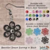 Beautiful Dream Black Silver Floral Dangle Earring 6mm options