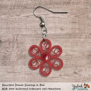 Beautiful Dream Irid Red Floral Dangle Earring 6mm