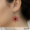 Beautiful Dream Red Black Floral Dangle Earring 6mm in ear