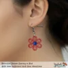 Beautiful Dream Red Blue Floral Dangle Earring 6mm in ear