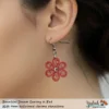 Beautiful Dream Red Chrome Floral Dangle Earring 4mm