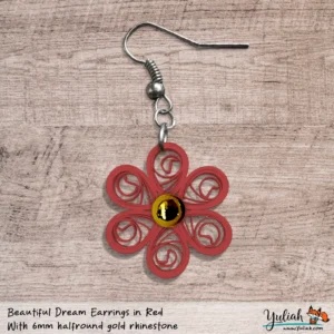 Beautiful Dream Red Gold Floral Dangle Earring 6mm
