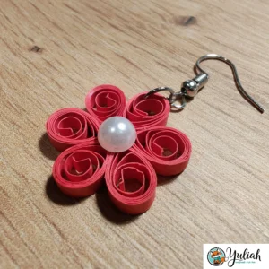 Beautiful Dream Red White Floral Dangle Earring
