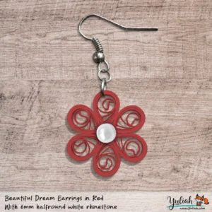 Beautiful Dream Red White Floral Dangle Earring 6mm white udeck