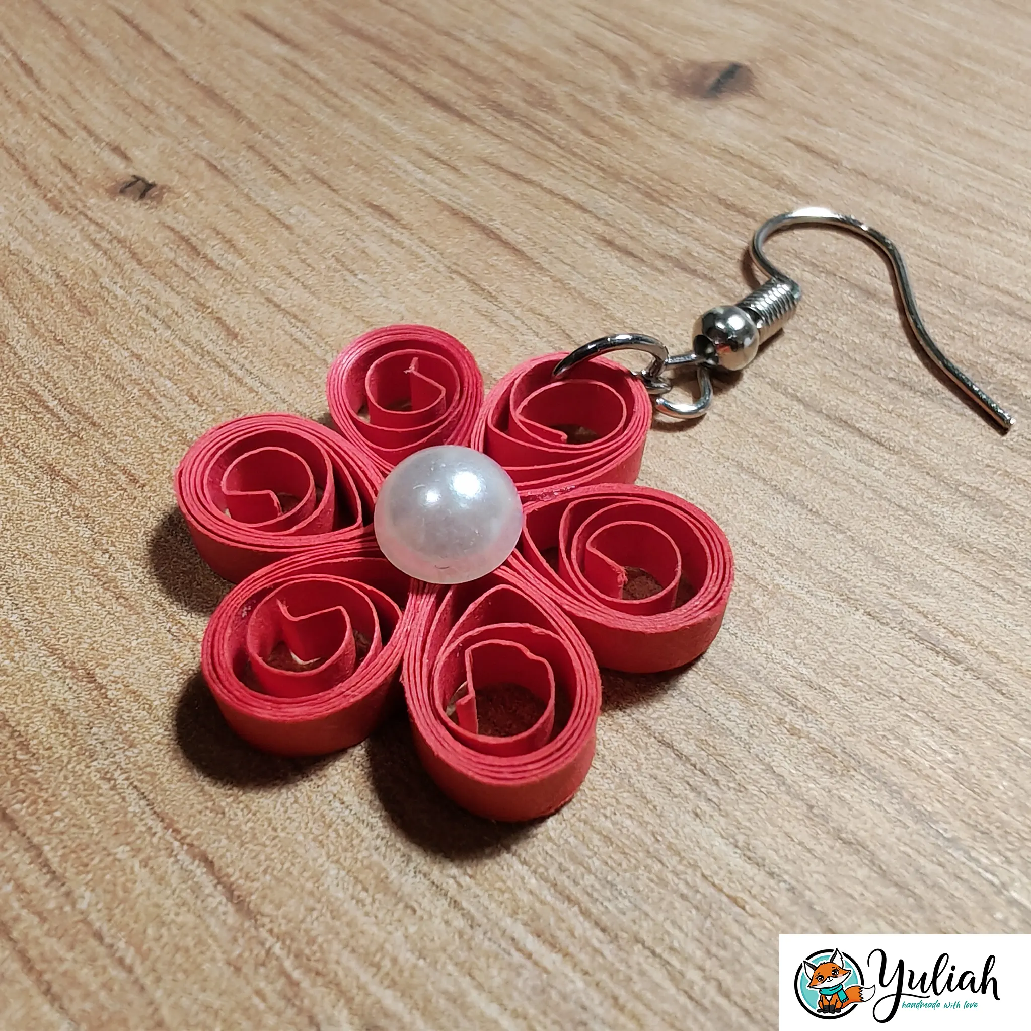 Beautiful Dream Red White Floral Dangle Earring