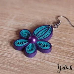 Dancing Flame purple blue floral dangle earrings 1