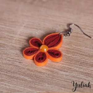 Dancing Flame red orange floral dangle earrings 1