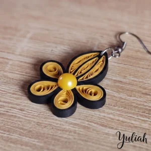 Dancing Flame yellow black floral dangle earrings 1