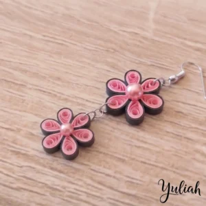 Dreamy Duo black rose floral dangle earrings 01