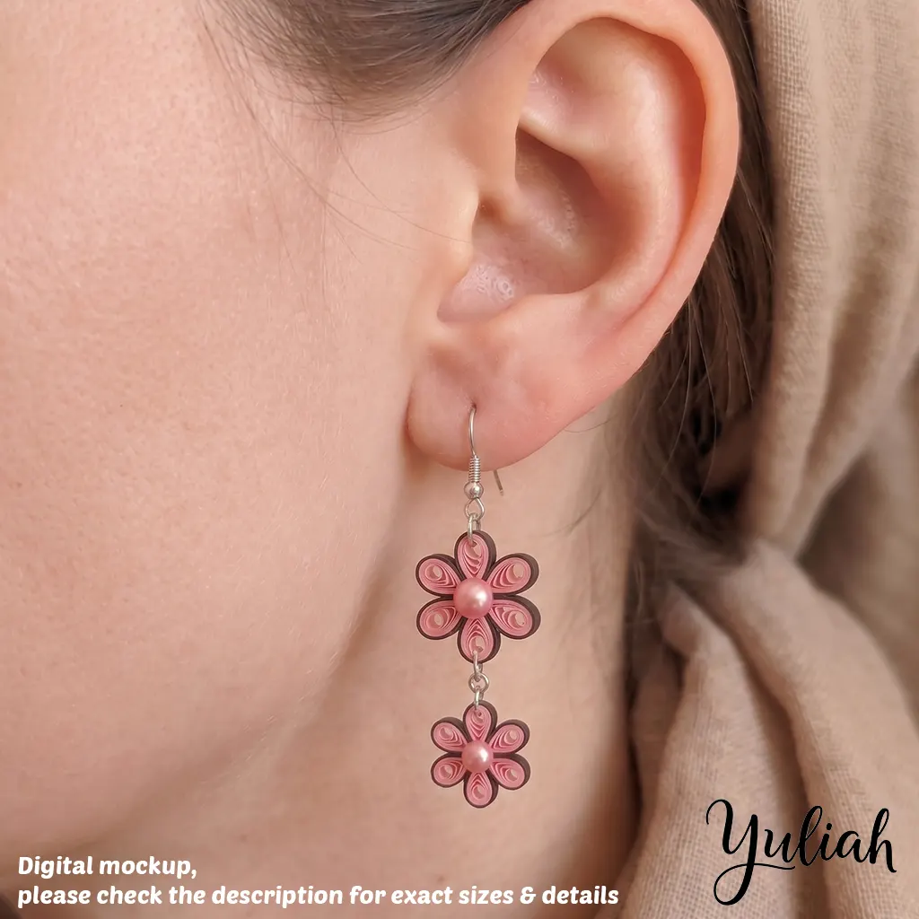 Dreamy Duo black rose floral dangle earrings 3