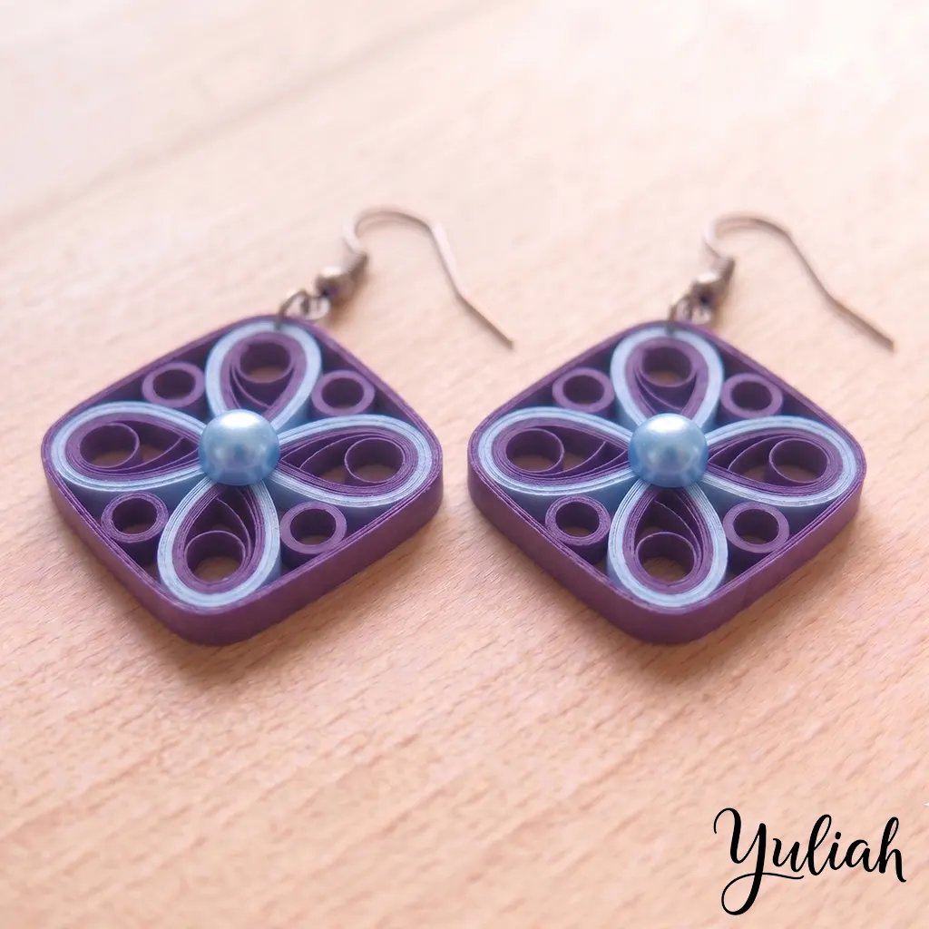 Midnight Momentum Purple Blue Square Dangle Earrings 2