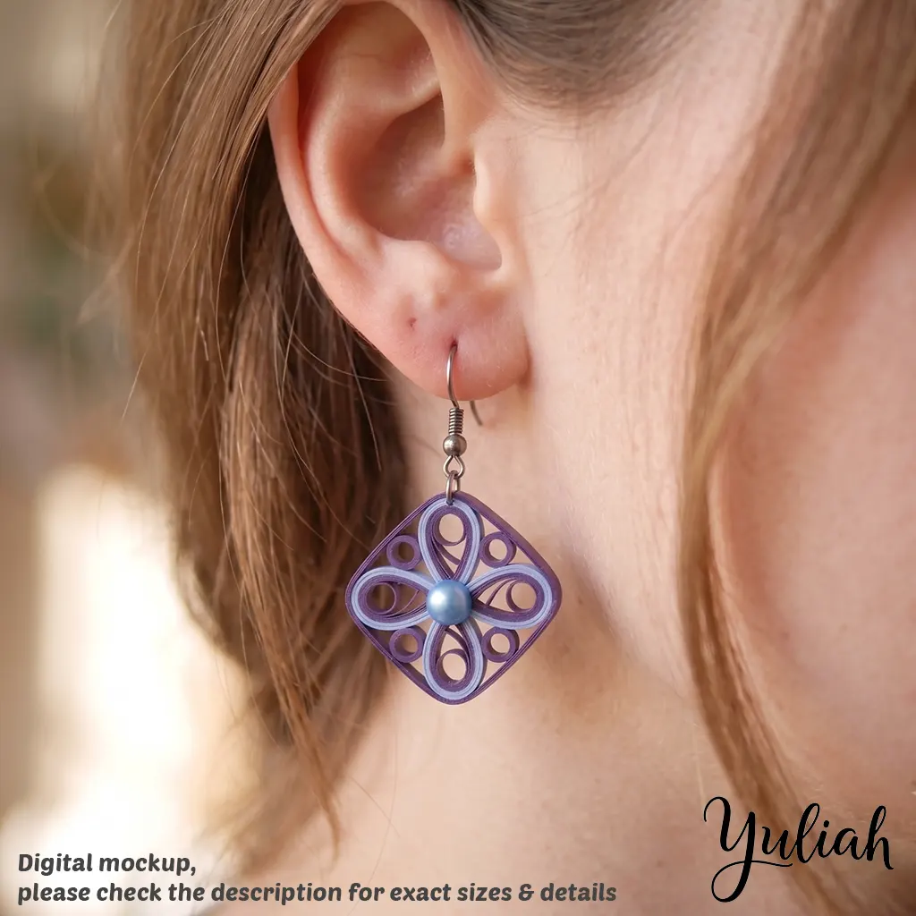 Midnight Momentum Purple Blue Square Dangle Earrings 3