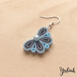 Twin Breeze Grey Blue Floral Dangle Earrings 1