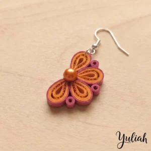 Twin Breeze Orange Pink Floral Dangle Earrings 1