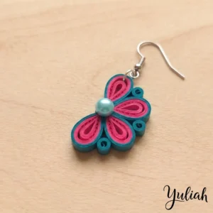 Twin Breeze Pink Turquoise Floral Dangle Earrings 1