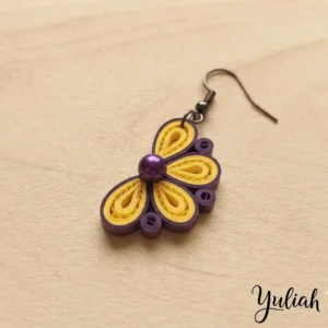 Twin Breeze Purple Yellow Floral Dangle Earrings 1