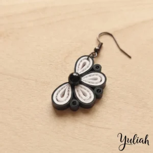 Twin Breeze White Black Floral Dangle Earrings 1